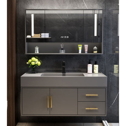 Luxury Bathroom Mirror Cabinet with Light - European Floating Sink
