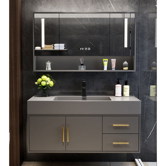 Luxury Bathroom Mirror Cabinet with Light - European Floating Sink