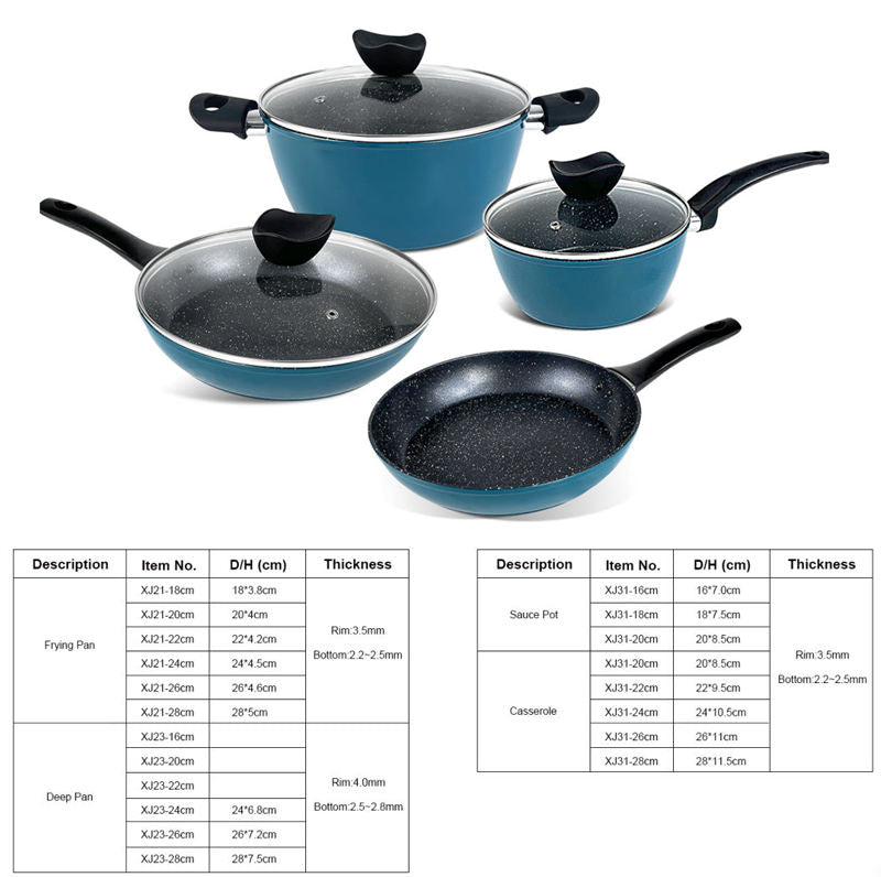 Custom Granite Coating Cookware Set - Non-Stick for Induction, Aluminum