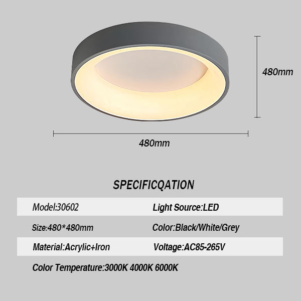 Modern Nordic LED Ceiling Light - Dimmable, 6000K for Living Room