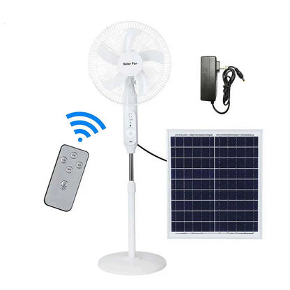16/18-Inch Solar Stand Fan - 5 Blades, AC/DC 12V, with Panel & Battery
