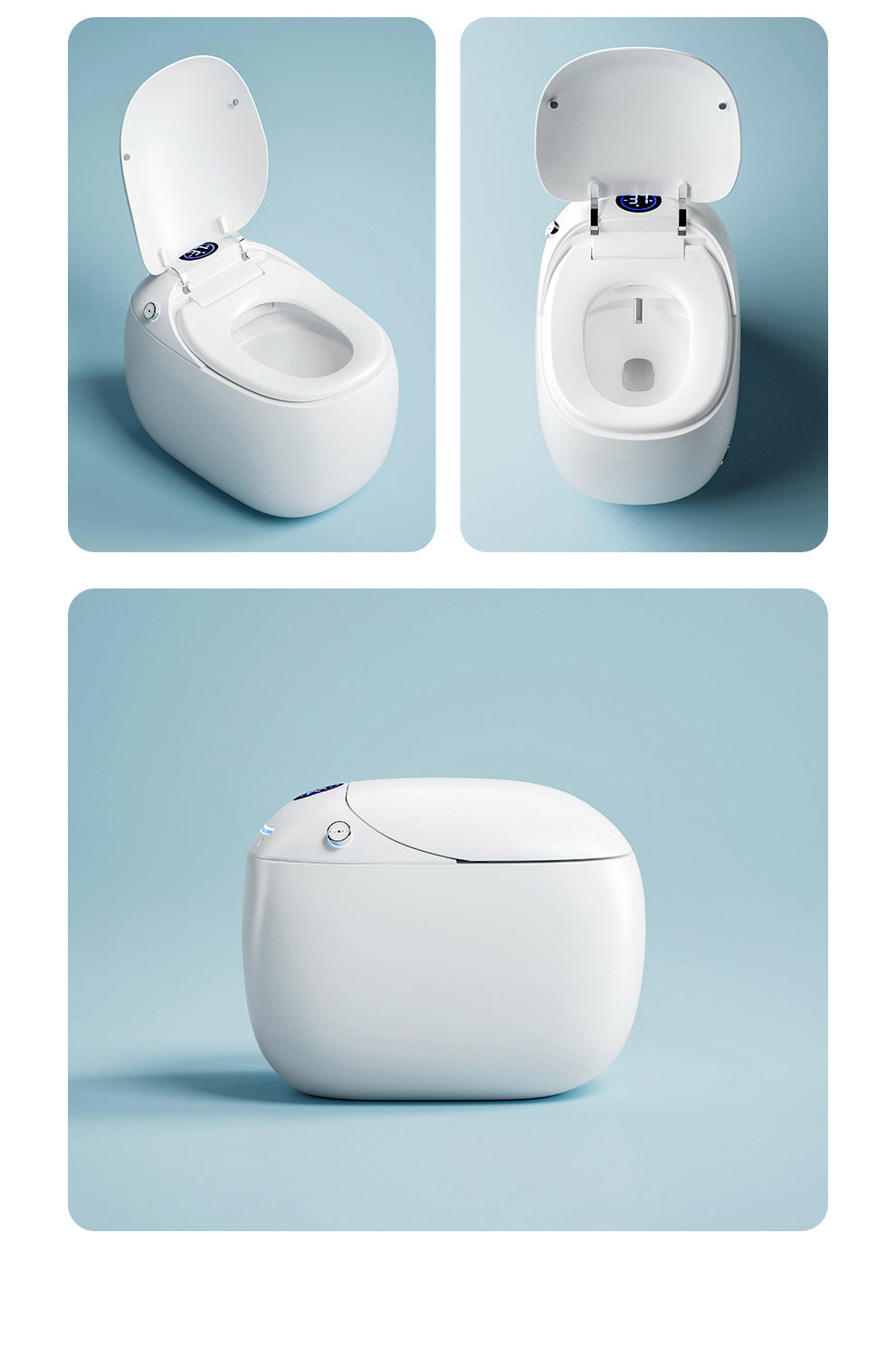 Oval Smart Toilet - All-in-One with Automatic Lid, Motion Sensor & Instant Heating
