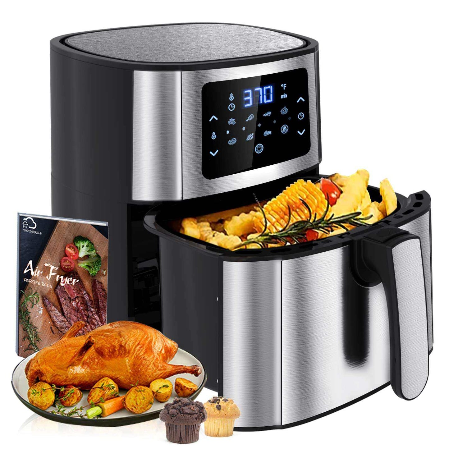 1800W 8L Multifunction Air Fryer - Oil-Free with Reusable Silicone