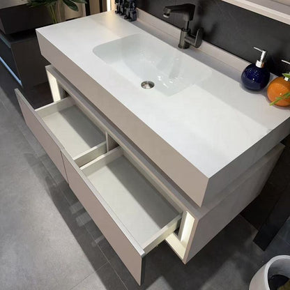 Modern Wooden Bathroom Wall Cabinet with Basin - For Hotel