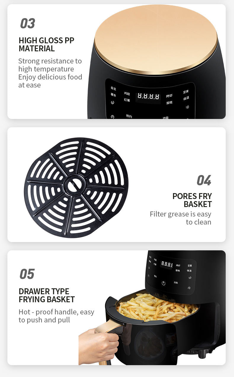 1800W 8L Multifunction Air Fryer - Oil-Free with Reusable Silicone