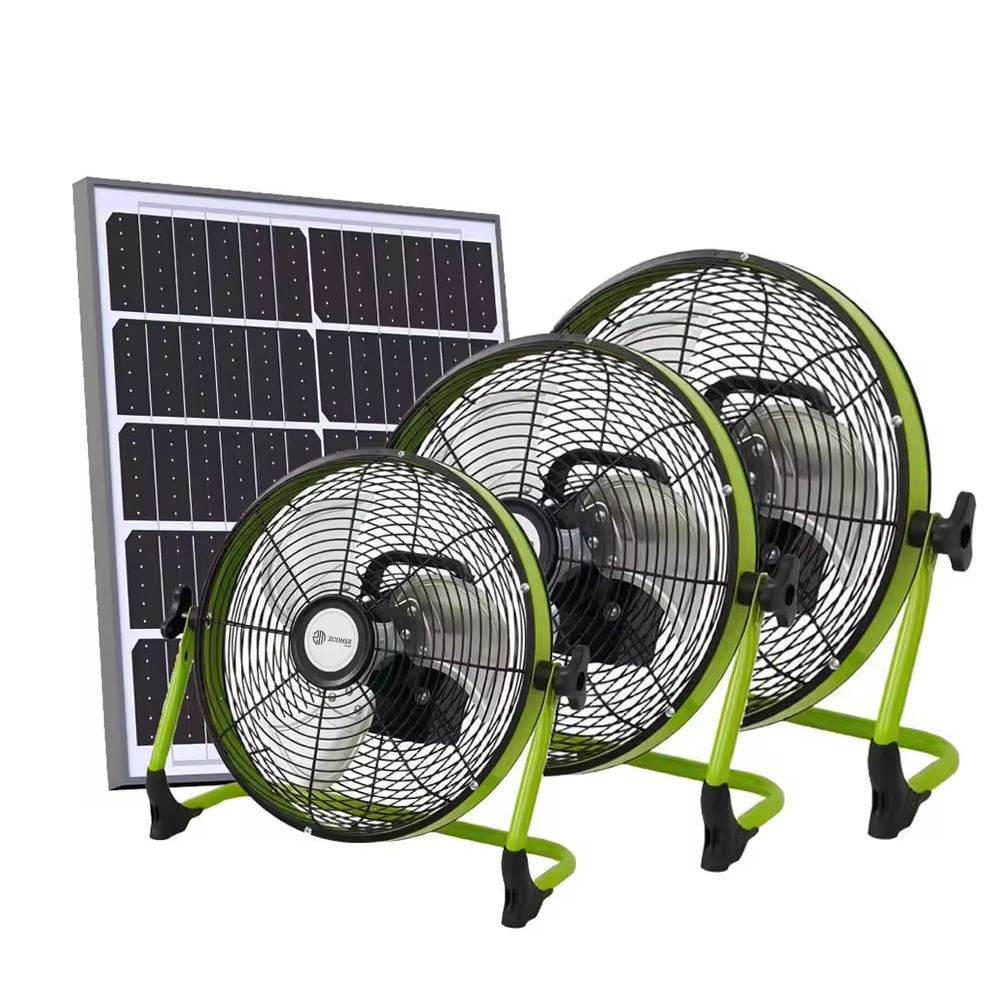 14-Inch Portable Solar Fan - Brushless Motor, Aluminum, USB Charging for Camping