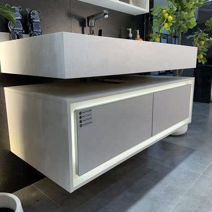 Modern Wooden Bathroom Wall Cabinet with Basin - For Hotel