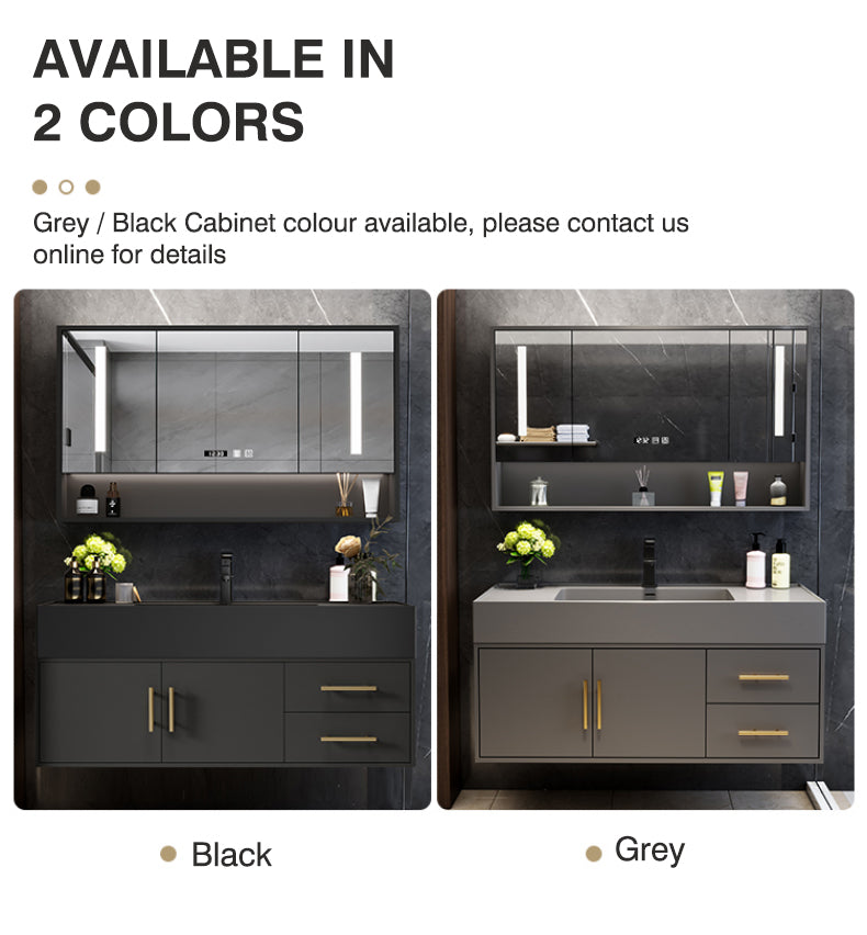 Luxury Bathroom Mirror Cabinet with Light - European Floating Sink