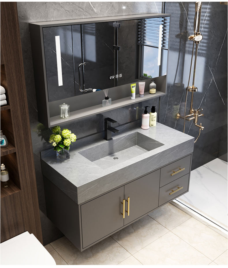 Luxury Bathroom Mirror Cabinet with Light - European Floating Sink