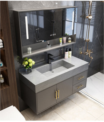 Luxury Bathroom Mirror Cabinet with Light - European Floating Sink