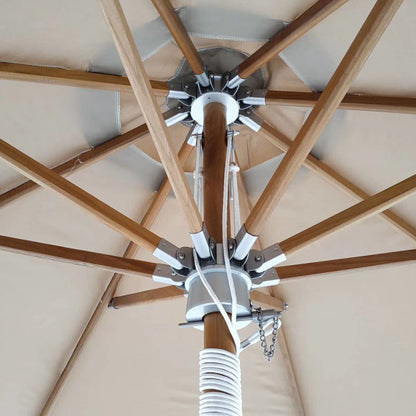 10ft Market Umbrella - 8-Rib Wood Frame with Pulley Lift
