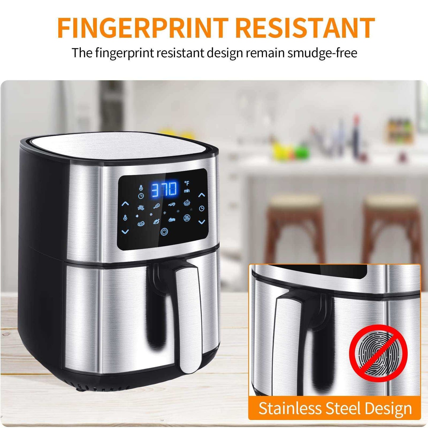 1800W 8L Multifunction Air Fryer - Oil-Free with Reusable Silicone
