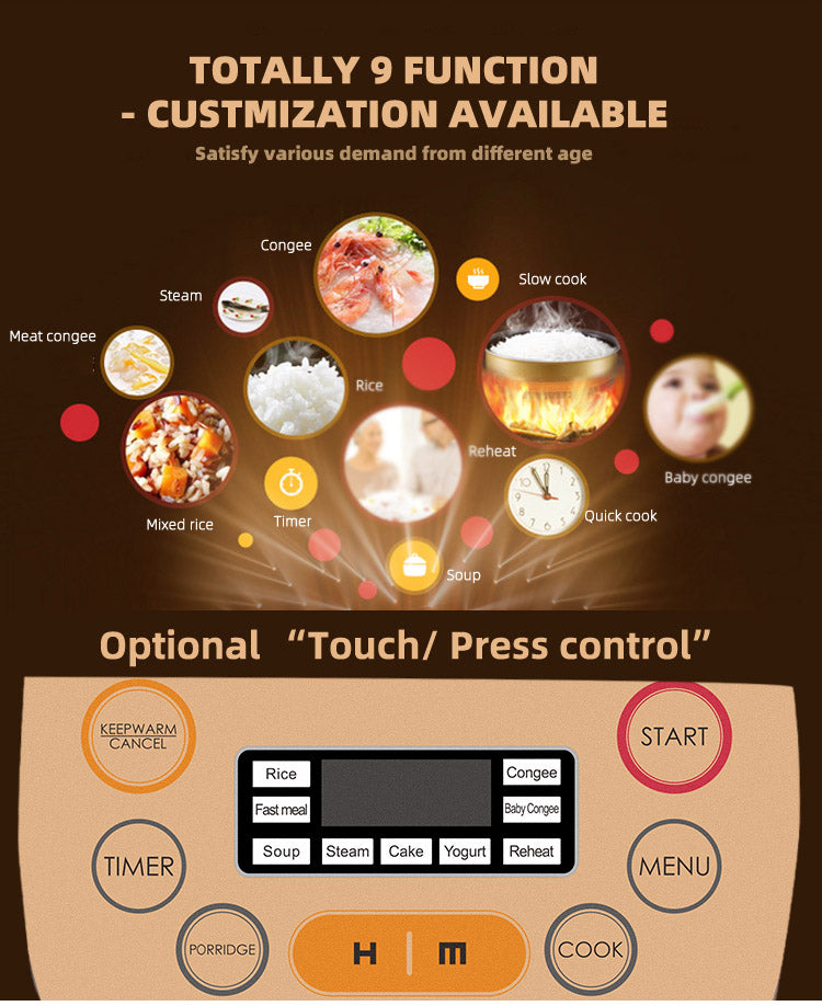 2L Ceramic Rice Cooker - 350W Non-Stick with Spoon & Cup