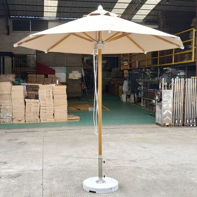 10ft Market Umbrella - 8-Rib Wood Frame with Pulley Lift