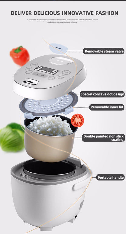 2L Ceramic Rice Cooker - 350W Non-Stick with Spoon & Cup