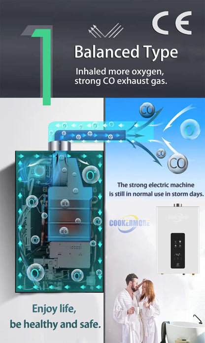 12L Instant Gas Water Heater - Wall Mounted, CE Certified for Bathroom