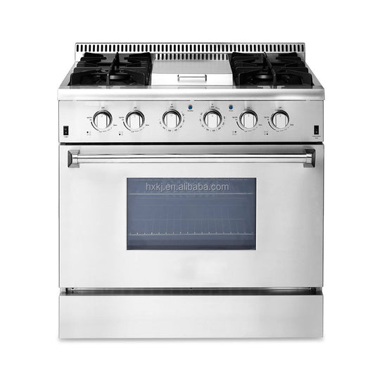 36 Inch Freestanding Gas Range with Professional Griddle, 4 Sealed Burners